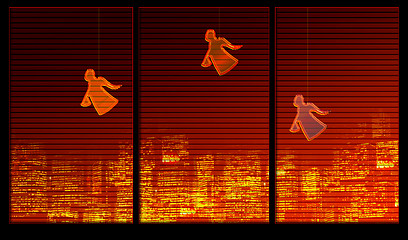 Image showing Window background series. Angels on the window