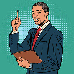 Image showing African business man, indicating an important topic