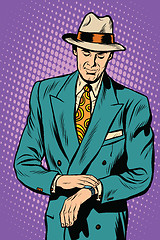 Image showing Retro business male wristwatch time