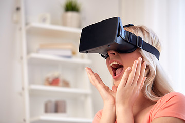 Image showing woman in virtual reality headset or 3d glasses