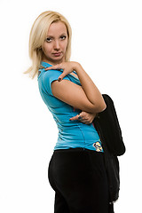 Image showing Blond woman looking over shoulder