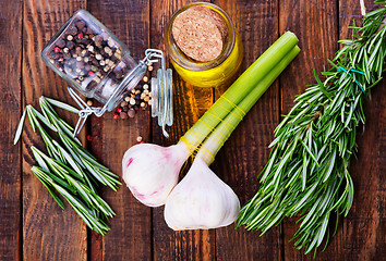 Image showing garlic and olive oil