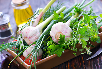 Image showing garlic and aroma herb