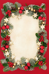 Image showing Christmas Floral Border and Decorations