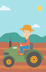 Image showing Farmer driving tractor.