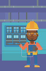 Image showing Electrician with electrical equipment.