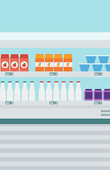 Image showing Supermarket shelves with dairy products.