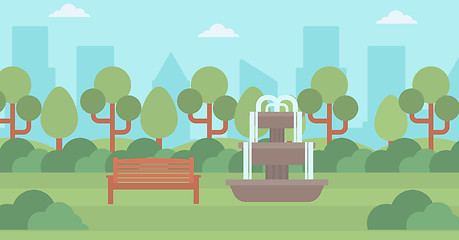 Image showing Background of city park with fountain.