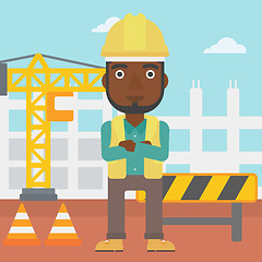 Image showing Friendly builder with arms crossed.