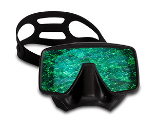 Image showing Diving mask with reflection of sea wave