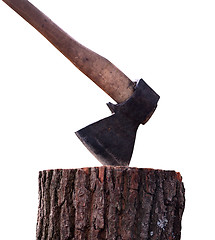 Image showing Stump with axe