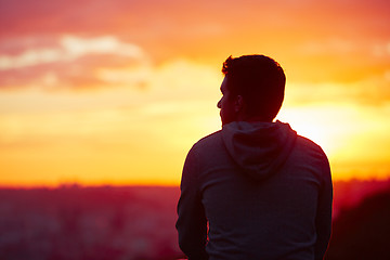 Image showing Man at the sunrise