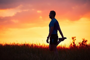 Image showing Runner at the sunset