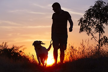 Image showing Man with dog