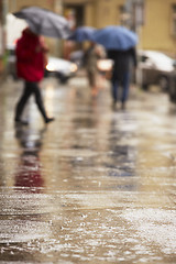 Image showing People in rain