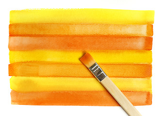 Image showing Bright watercolor background and brush