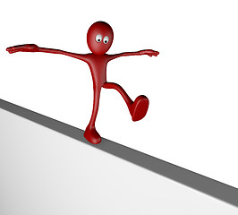 Image showing cartoon guy balances on board - 3d rendering