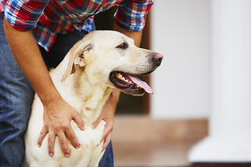 Image showing Man with his dog