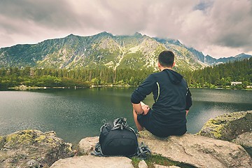 Image showing Traveler in the mountains