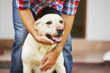 Image showing Man with his dog