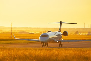 Image showing Airport at the sunset