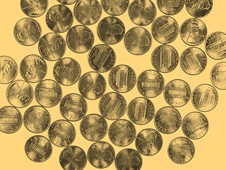 Image showing Dollar coins 1 cent wheat penny cent - vintage