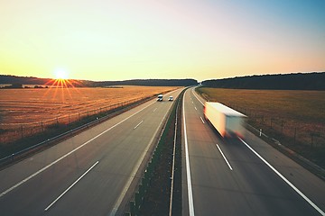 Image showing Highway at the sunrise