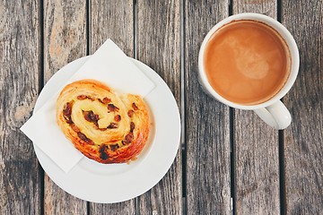 Image showing Morning coffee with with sweet pastries