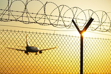 Image showing Airport at the sunset