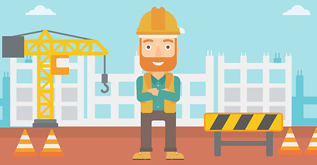 Image showing Friendly builder with arms crossed.