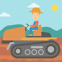 Image showing Farmer driving tractor.