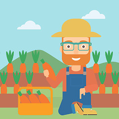 Image showing Farmer collecting carrots.