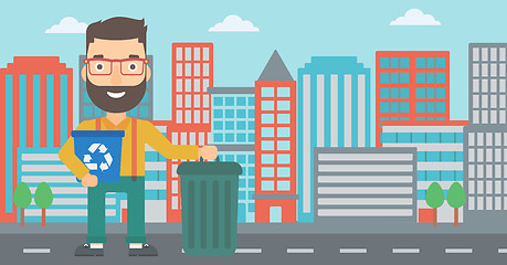 Image showing Man with recycle bins.