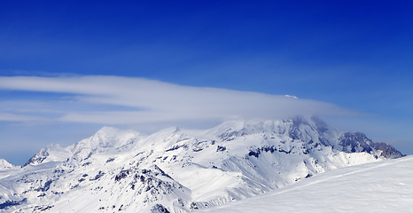 Image showing Panoramic view on off-piste slope