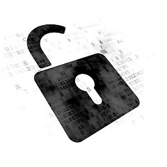 Image showing Protection concept: Opened Padlock on Digital background
