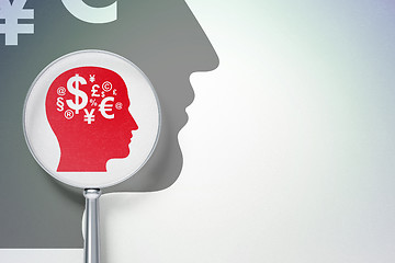 Image showing Learning concept:  Head With Finance Symbol with optical glass on digital background