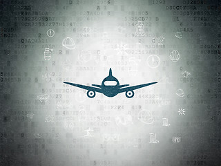 Image showing Tourism concept: Aircraft on Digital Data Paper background