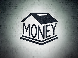 Image showing Banking concept: Money Box on Digital Data Paper background