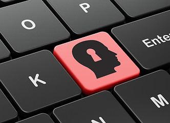 Image showing Learning concept: Head With Keyhole on computer keyboard background