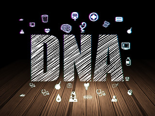 Image showing Medicine concept: DNA in grunge dark room