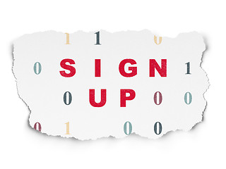 Image showing Web design concept: Sign Up on Torn Paper background