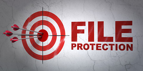Image showing Protection concept: target and File Protection on wall background