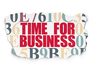 Image showing Time concept: Time for Business on Torn Paper background