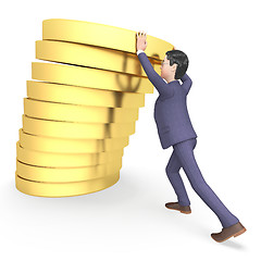 Image showing Businessman Coins Shows Earn Entrepreneurial And Currency 3d Ren