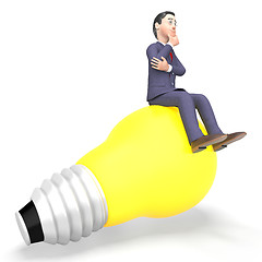 Image showing Thinking Businessman Represents Light Bulb And Character 3d Rend