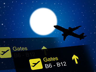 Image showing Nighttime Flight Shows Global International And Air