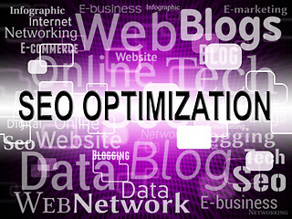 Image showing Seo Optimization Represents Web Site And Net