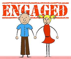 Image showing Engaged Couple Represents Friendship Romantic And Boyfriend