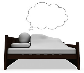 Image showing Character Dream Shows Go To Bed And Bedroom 3d Rendering