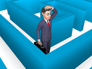 Image showing Lost Businessman Represents Decision Making And Achievement 3d R